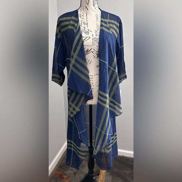 💙  NWT LuLaRoe Shirley Kimono - Blue and Yellow (Size Small) 💛 - Picture 1 of 7